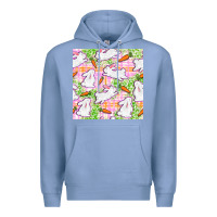 Colony Blue Easter Bunnies With Carrots Seamless Pattern Premium Hoodie - BundleAndBundleShop