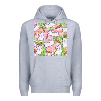 Heather Grey Easter Bunnies With Carrots Seamless Pattern Premium Hoodie - BundleAndBundleShop