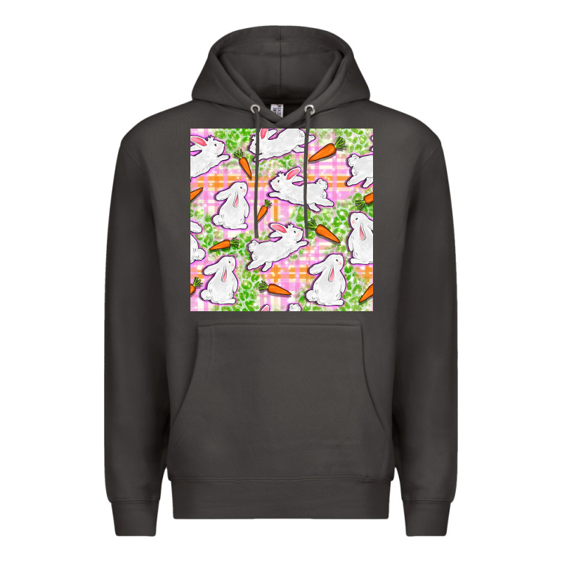 Easter Bunnies With Carrots Seamless Pattern Premium Hoodie by BundleAndBundleShop | Teevron