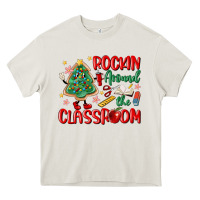 Cream rockin around the clasroom teacher Heavy Core Tee - MaliasSmallBusiness