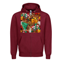 Burgundy christmas donkeys Zipper Hoodie - FaDigitalArtStudio