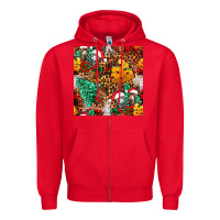 Red christmas donkeys Zipper Hoodie - FaDigitalArtStudio