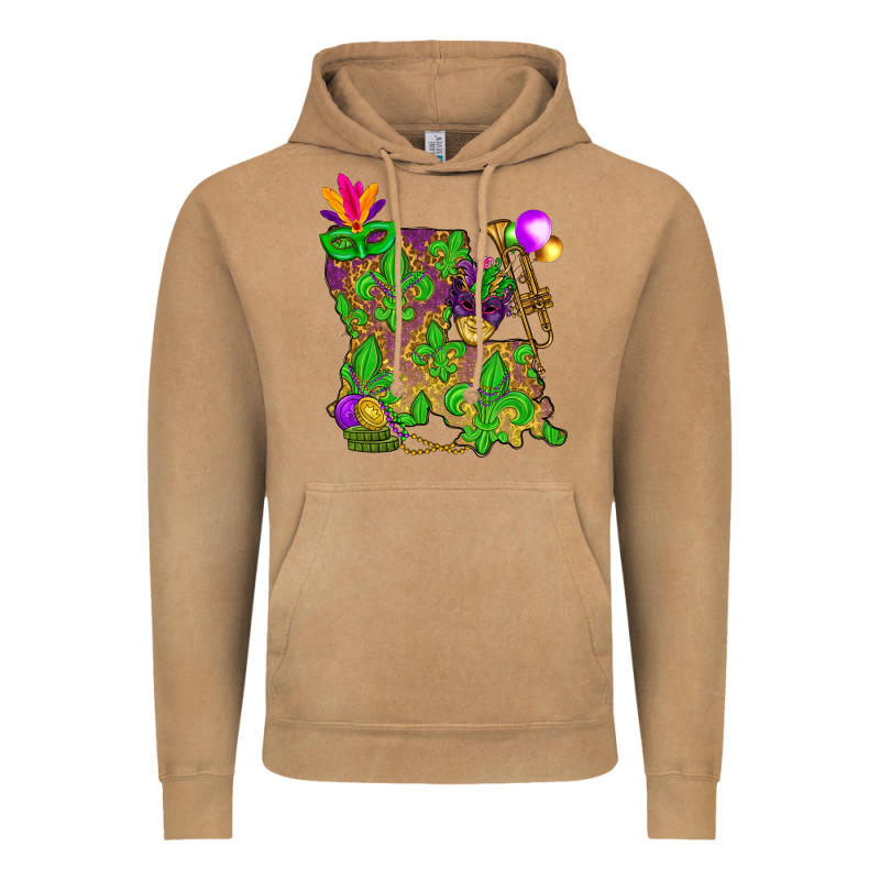 Louisiana Map Mardi Gras Vintage Hoodie by NancyCooperArtShop | Teevron