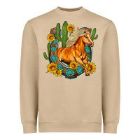 Mushroom western horse cactus sunflowers horseshoe Heavyweight Sweatshirt - OliviaCreatesArt