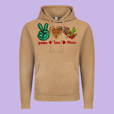 Peace Love Mexico Vintage Hoodie Designed By Texasbilliewilder