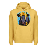 Antique Gold black angus with sunflower Premium Hoodie - RanaPortraitStore