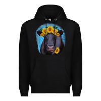 Black black angus with sunflower Premium Hoodie - RanaPortraitStore
