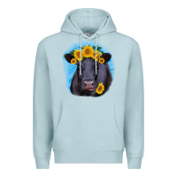 Blue Mist black angus with sunflower Premium Hoodie - RanaPortraitStore