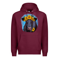 Burgundy black angus with sunflower Premium Hoodie - RanaPortraitStore