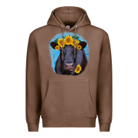 Chestnut black angus with sunflower Premium Hoodie - RanaPortraitStore