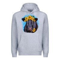 Heather Grey black angus with sunflower Premium Hoodie - RanaPortraitStore