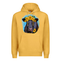 Mustard black angus with sunflower Premium Hoodie - RanaPortraitStore