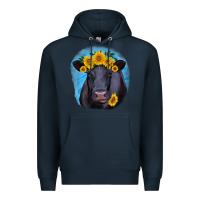 Navy black angus with sunflower Premium Hoodie - RanaPortraitStore