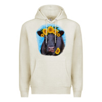 Oatmeal Heather black angus with sunflower Premium Hoodie - RanaPortraitStore