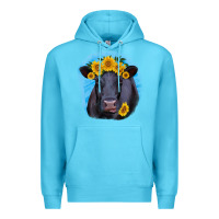 Ocean Blue black angus with sunflower Premium Hoodie - RanaPortraitStore