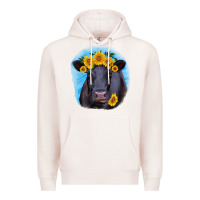 Pale Pink black angus with sunflower Premium Hoodie - RanaPortraitStore
