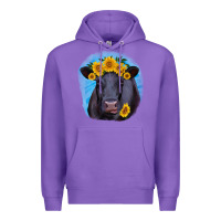 Purple black angus with sunflower Premium Hoodie - RanaPortraitStore