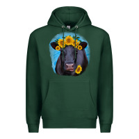Sports Green black angus with sunflower Premium Hoodie - RanaPortraitStore