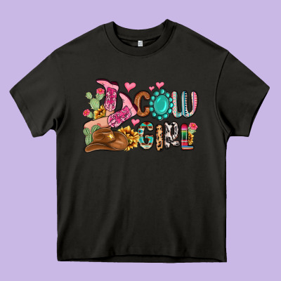 Western Cowgirl Heavy Core Tee Designed By Maliassmallbusiness