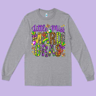 Little Miss Mardi Gras Long Sleeve Tee Designed By Howdyjamesfarm