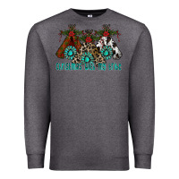 Charcoal Heather Christmas With Tribe Premium Sweatshirt - CowhideDigitalArt