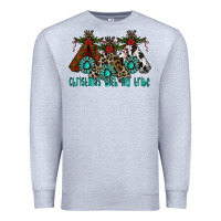 Heather Grey Christmas With Tribe Premium Sweatshirt - CowhideDigitalArt