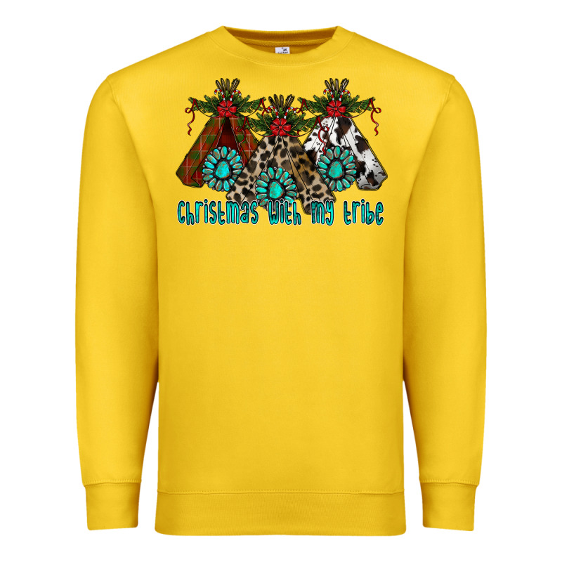 Christmas With Tribe Premium Sweatshirt by CowhideDigitalArt | Teevron