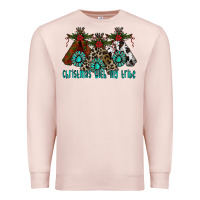 Pale Pink Christmas With Tribe Premium Sweatshirt - CowhideDigitalArt