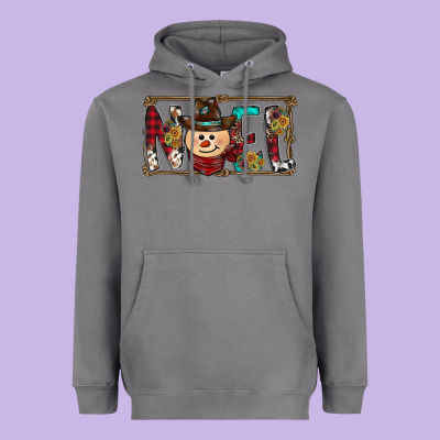 Noel Snowman Christmas Heavyweight Hoodie Designed By Cowhidedigitalart