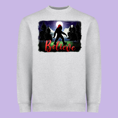 Bigfoot Believe Christmas Heavyweight Sweatshirt Designed By Fadigitalartstudio
