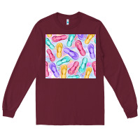 Burgundy flip flops with leopard Long Sleeve Tee - TumblerDesignByShophia