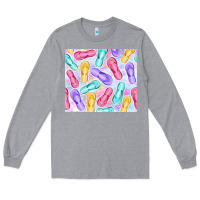 Heather Grey flip flops with leopard Long Sleeve Tee - TumblerDesignByShophia