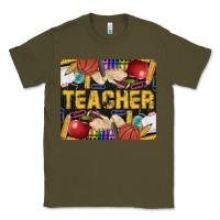 Army Green Western Teacher Black And Glitter Classic Tee - LillyAllenDesigns