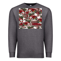 Charcoal Heather vintage christmas car pattern Premium Sweatshirt - CowhideDigitalArt