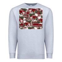 Heather Grey vintage christmas car pattern Premium Sweatshirt - CowhideDigitalArt