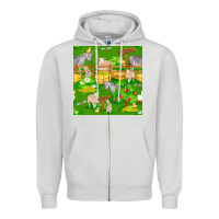Dove Grey farm life seamless pattern Zipper Hoodie - FaDigitalArtStudio