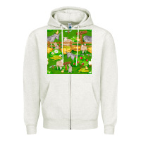 Oatmeal Heather farm life seamless pattern Zipper Hoodie - FaDigitalArtStudio