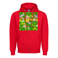 Red farm life seamless pattern Zipper Hoodie - FaDigitalArtStudio