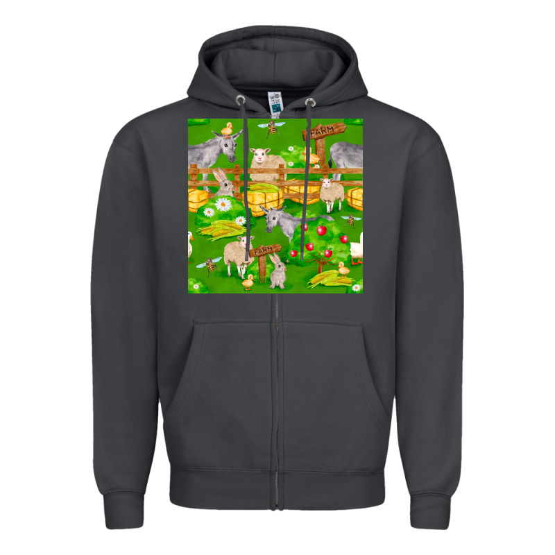 Farm Life Seamless Pattern Zipper Hoodie by FaDigitalArtStudio | Teevron