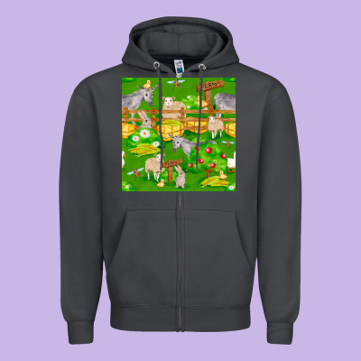 Farm Life Seamless Pattern Zipper Hoodie Designed By Fadigitalartstudio