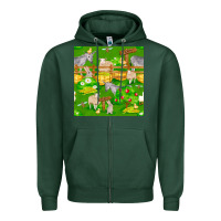 Sports Green farm life seamless pattern Zipper Hoodie - FaDigitalArtStudio