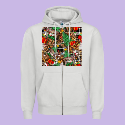 Christmas Donkey Zipper Hoodie Designed By Fadigitalartstudio