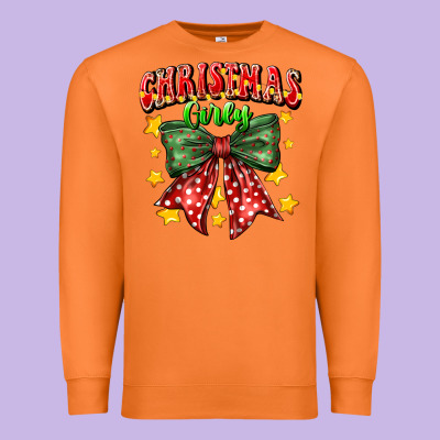 Festive Holiday Bow Design Premium Sweatshirt Designed By Cowhidedigitalart