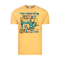 Vintage Mustard i sew a piece of my heart into every quilt i make Vintage Tee - RanaPortraitStore