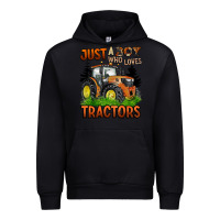 Black just a boy who loves tractors Urban Hoodie - BarkalooDesign