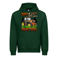 Forest Green just a boy who loves tractors Urban Hoodie - BarkalooDesign