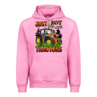 Fuchsia Pink just a boy who loves tractors Urban Hoodie - BarkalooDesign