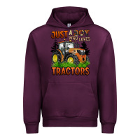 Mauve Wine just a boy who loves tractors Urban Hoodie - BarkalooDesign