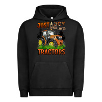 Pigment Black just a boy who loves tractors Urban Hoodie - BarkalooDesign