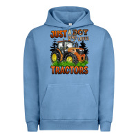 Pigment Pebble Blue just a boy who loves tractors Urban Hoodie - BarkalooDesign